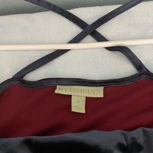 Ryegrass velvet cowl neck navy blue dress